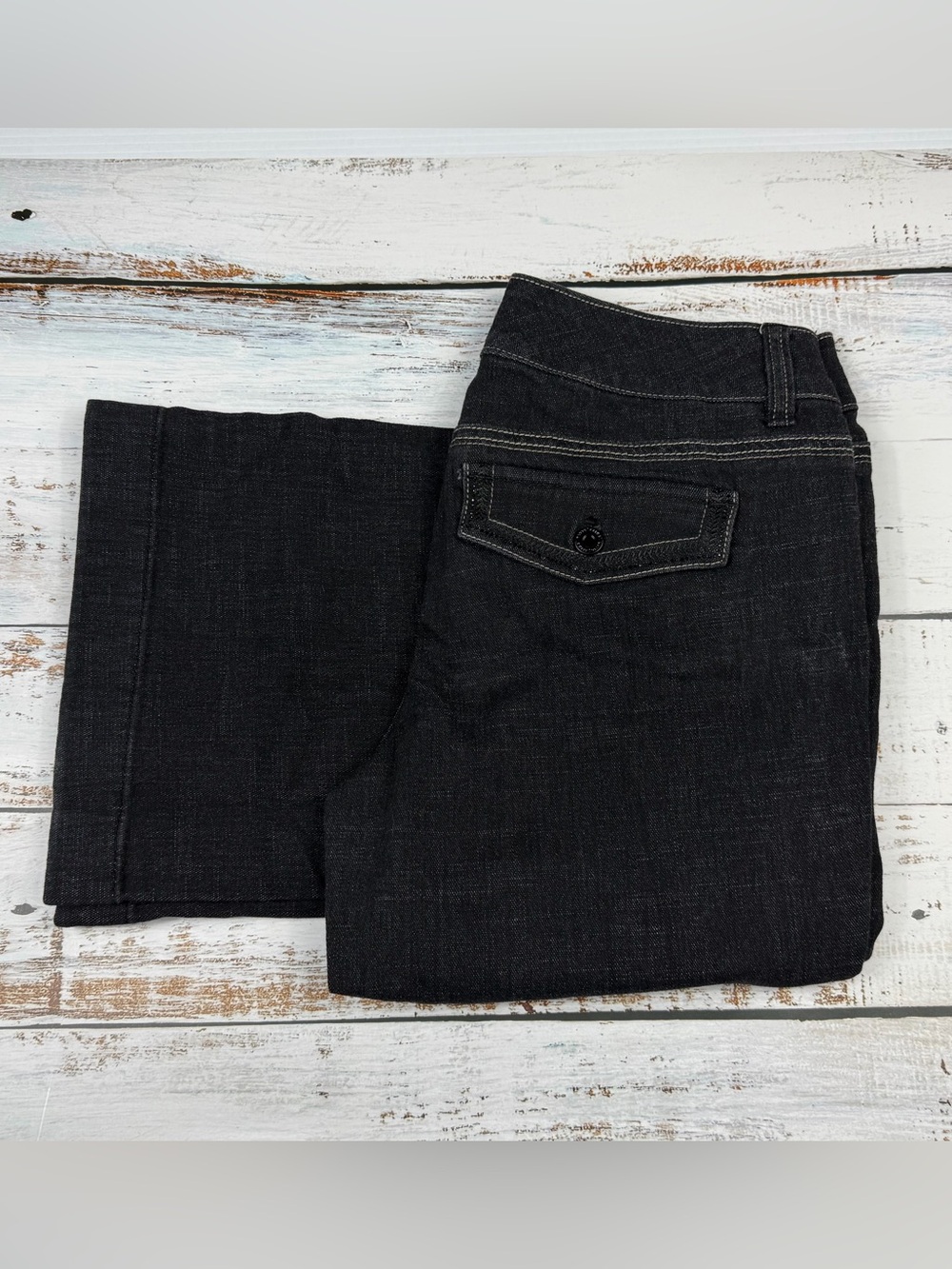 WHBM Blanc Trouser Leg Black Wash Jeans size 4R